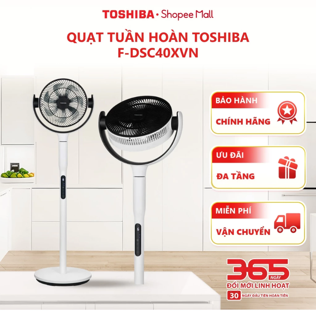 Quạt tuần hoàn Toshiba F-DSC40XVN(W), bảo hành chính hãng 12 tháng - Hỏa tốc HCM