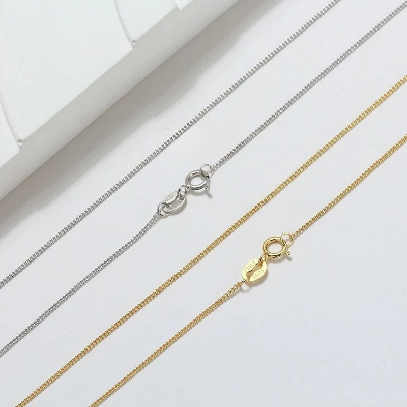 Dây chuyền bạc 925 và xi vàng dài 45cm có khóa tròn - món quà tặng trang sức đơn giản