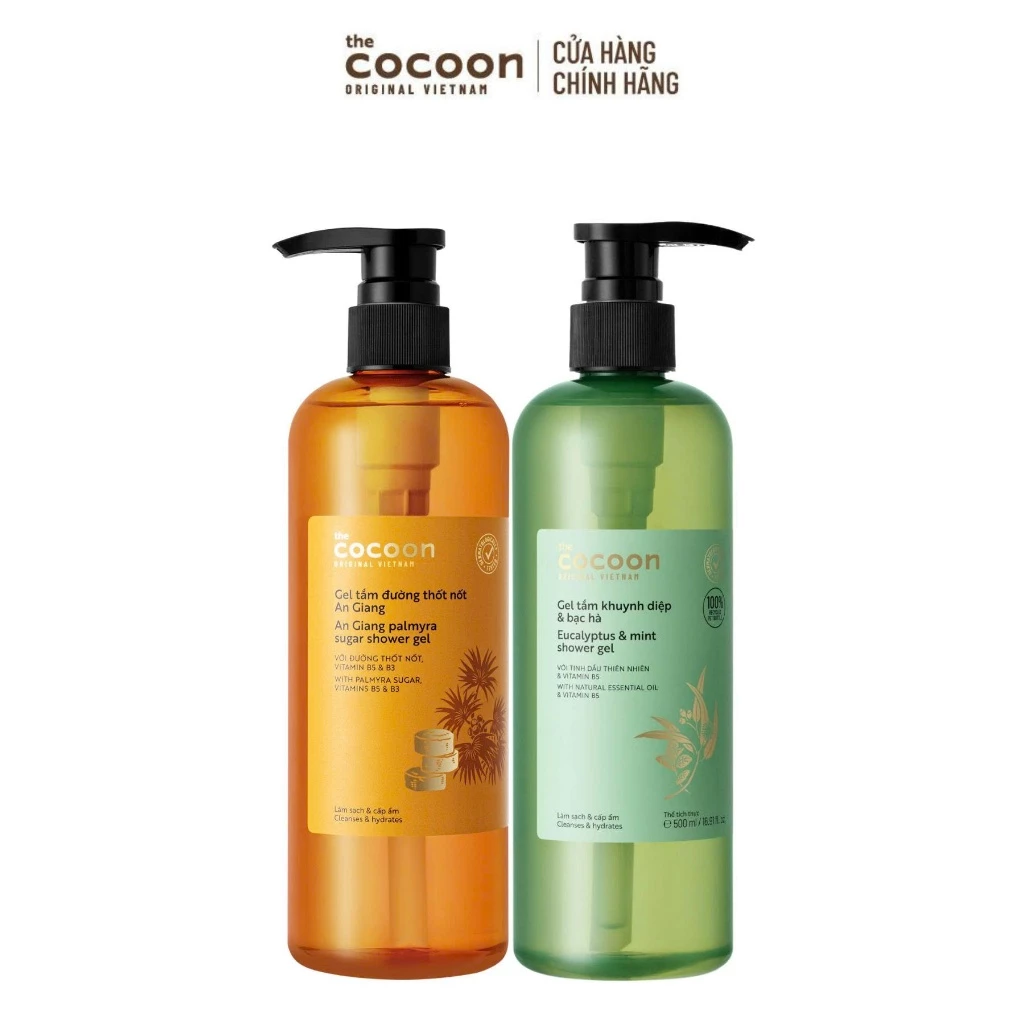 [MUA 2 GIẢM 40%] COMBO Gel tắm khuynh diệp bạc hà 500ml & Gel tắm đường Cocoon 500ml
