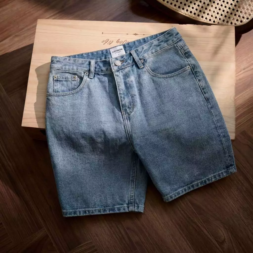 Quần Short Jean Nam Basic, Chất liệu Denim Dày Dặn, Đứng Form, Bền Bỉ, Sang Trọng - LUCIINON