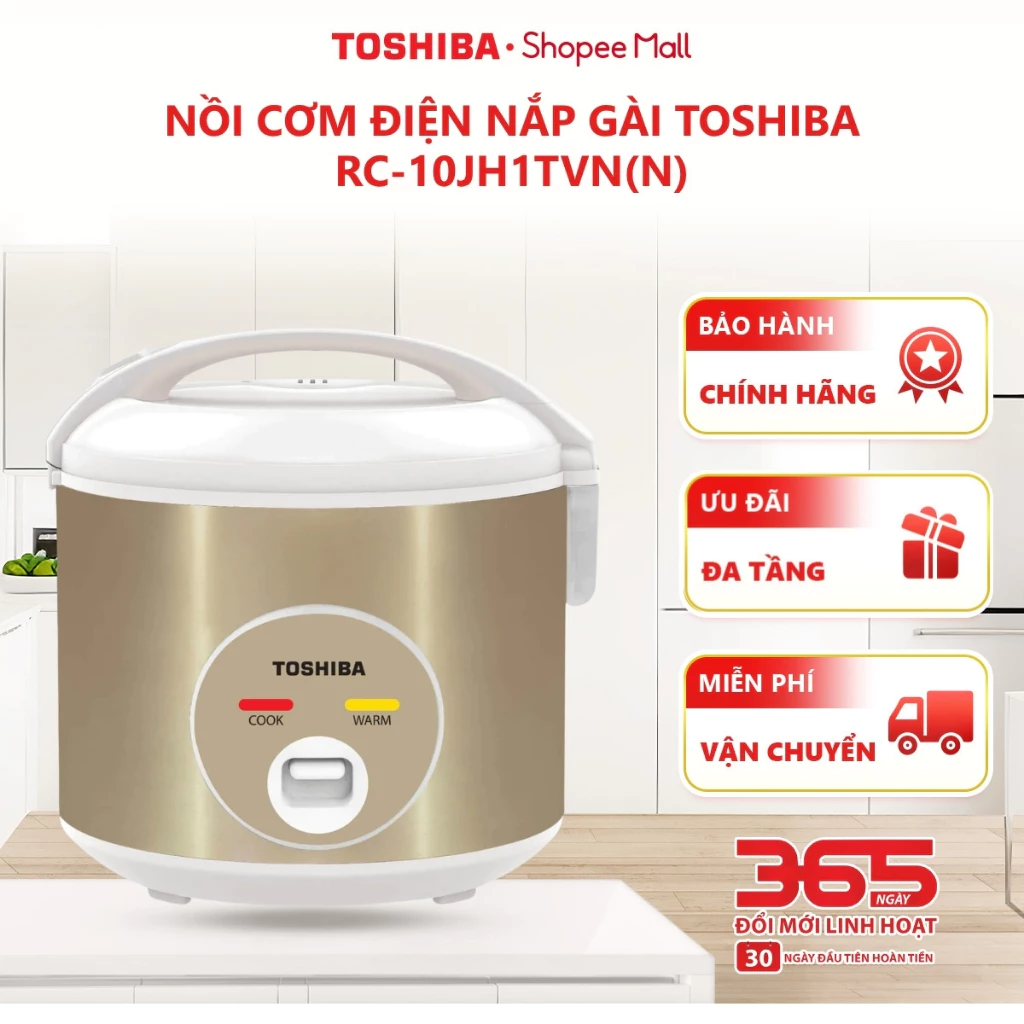 Nồi cơm điện nắp gài Toshiba 1.0L (RC-10JH1TVN(N))/1.8L (RC-18JH1TVN(N)) - Giao hàng hỏa tốc HCM
