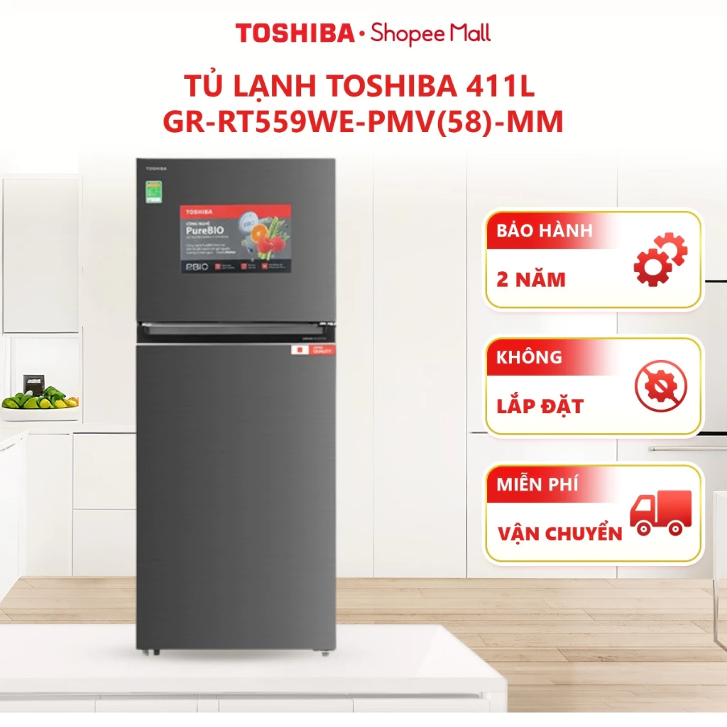 [FREESHIP KHÔNG LẮP ĐẶT] Tủ lạnh Toshiba Inverter 411 lít GR-RT559WE-PMV(58)-MM - Bảo hành 2 năm