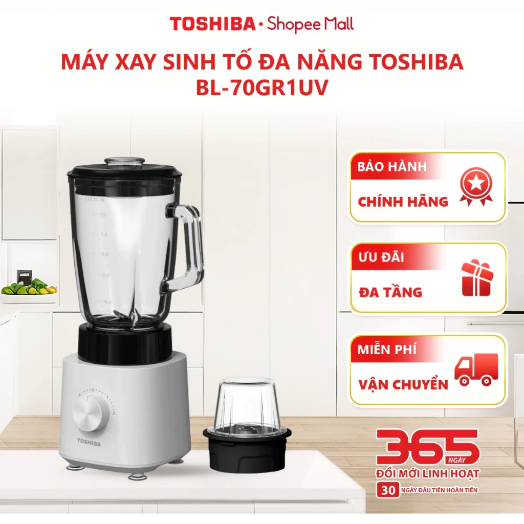 Máy xay sinh tố đa năng Toshiba BL-70GR1UV (Đen) - Bảo hành chính hãng 12 tháng
