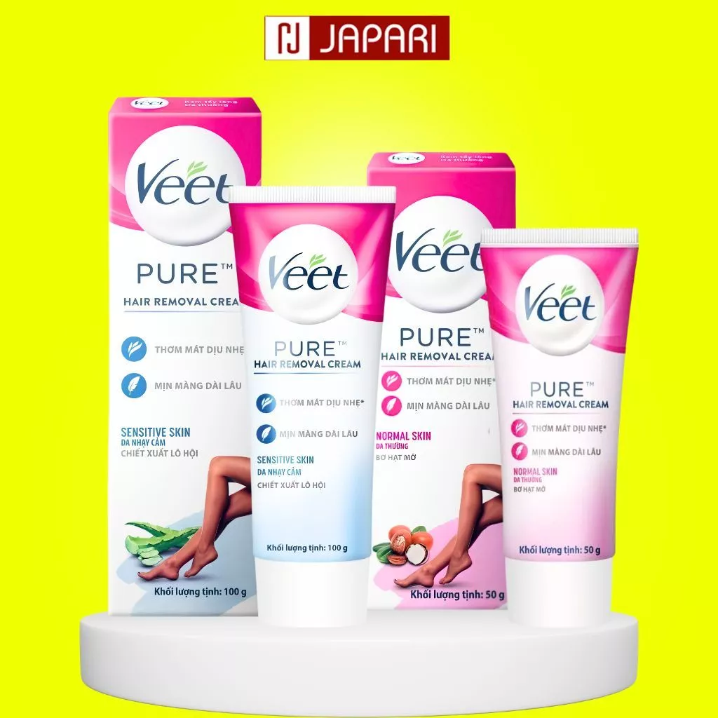 Kem Tẩy Lông Veet CHÍNH HÃNG- Tẩy Lông Vùng Kín Bikini, Nách, Lông Chân Tay Mặt Da Nhạy Cảm - Wax Lông Cho Nam Nữ Japari