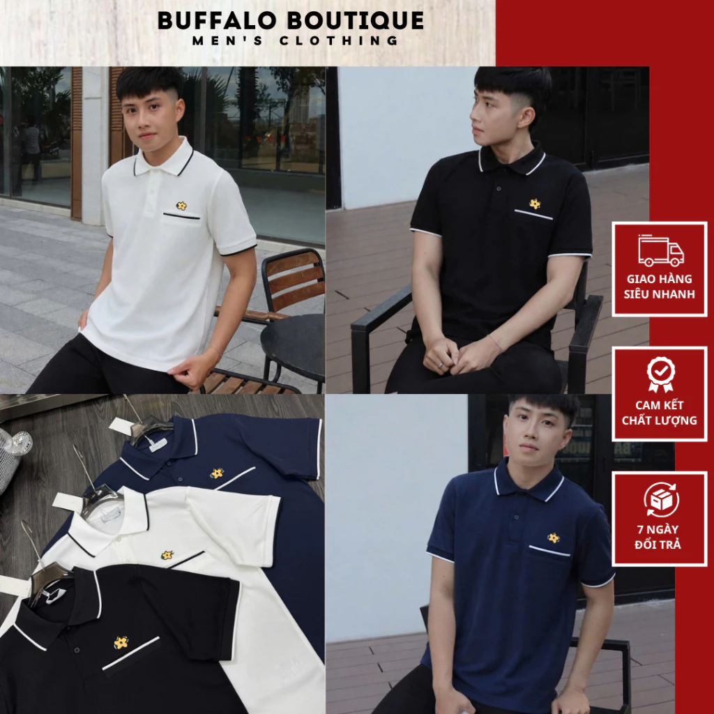 Áo Polo Nam Lá Lốt Phối Vạch Kẻ Túi Siêu Đẹp - Polo Nam Nữ Lá Lốt Phối Vạch Kẻ Bo Cổ Cao Cấp