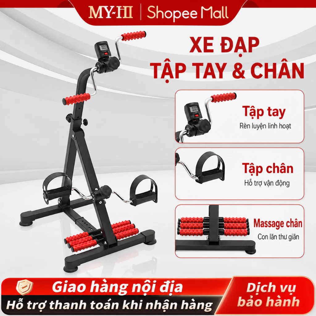 Xe Đạp Tập Thể Dục & Phục Hồi Chức Năng Gấp Gọn Di Động, Đa Năng Massage Chân Cho Người Già Tập Ở Nhà