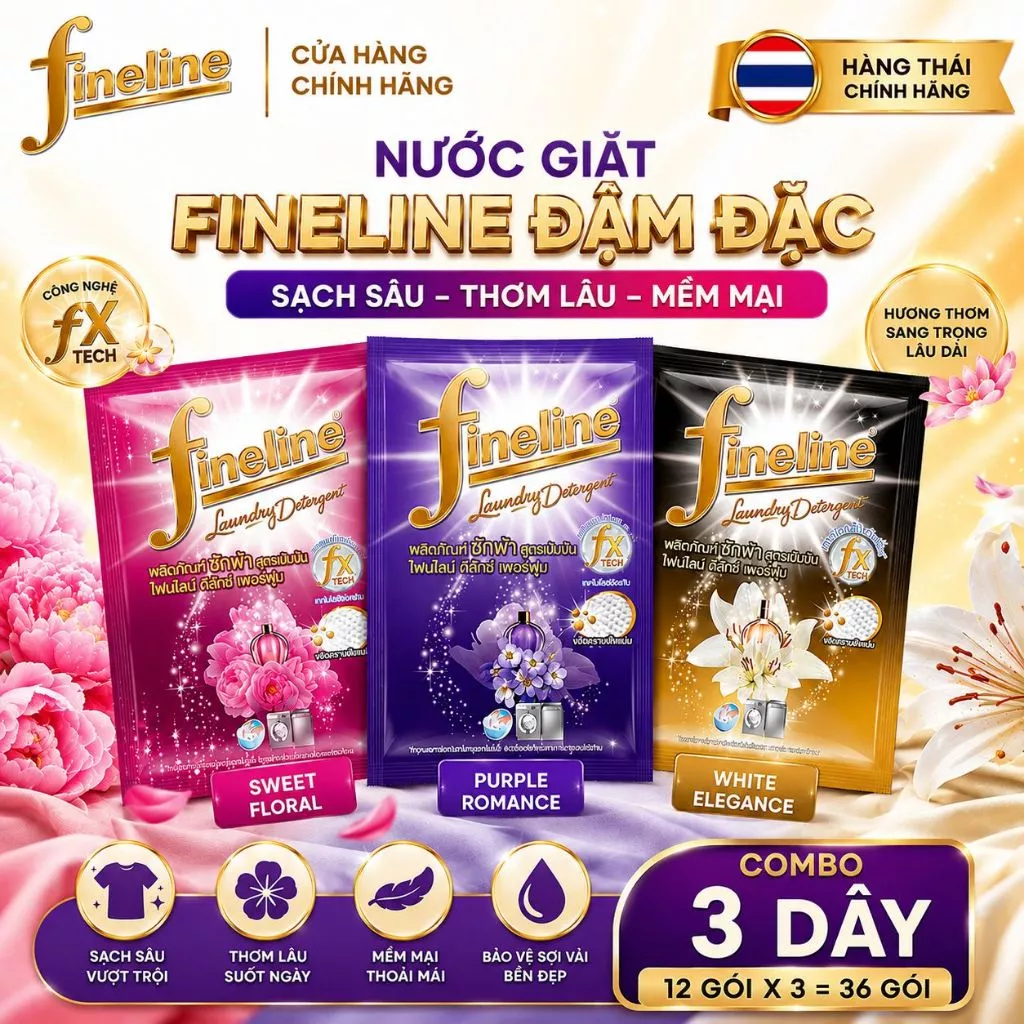[ Combo 3 Dây ] Nước Giặt Fineline 30ml | Việt Thái Phát – Hàng Thái Chính Hãng (36 gói)