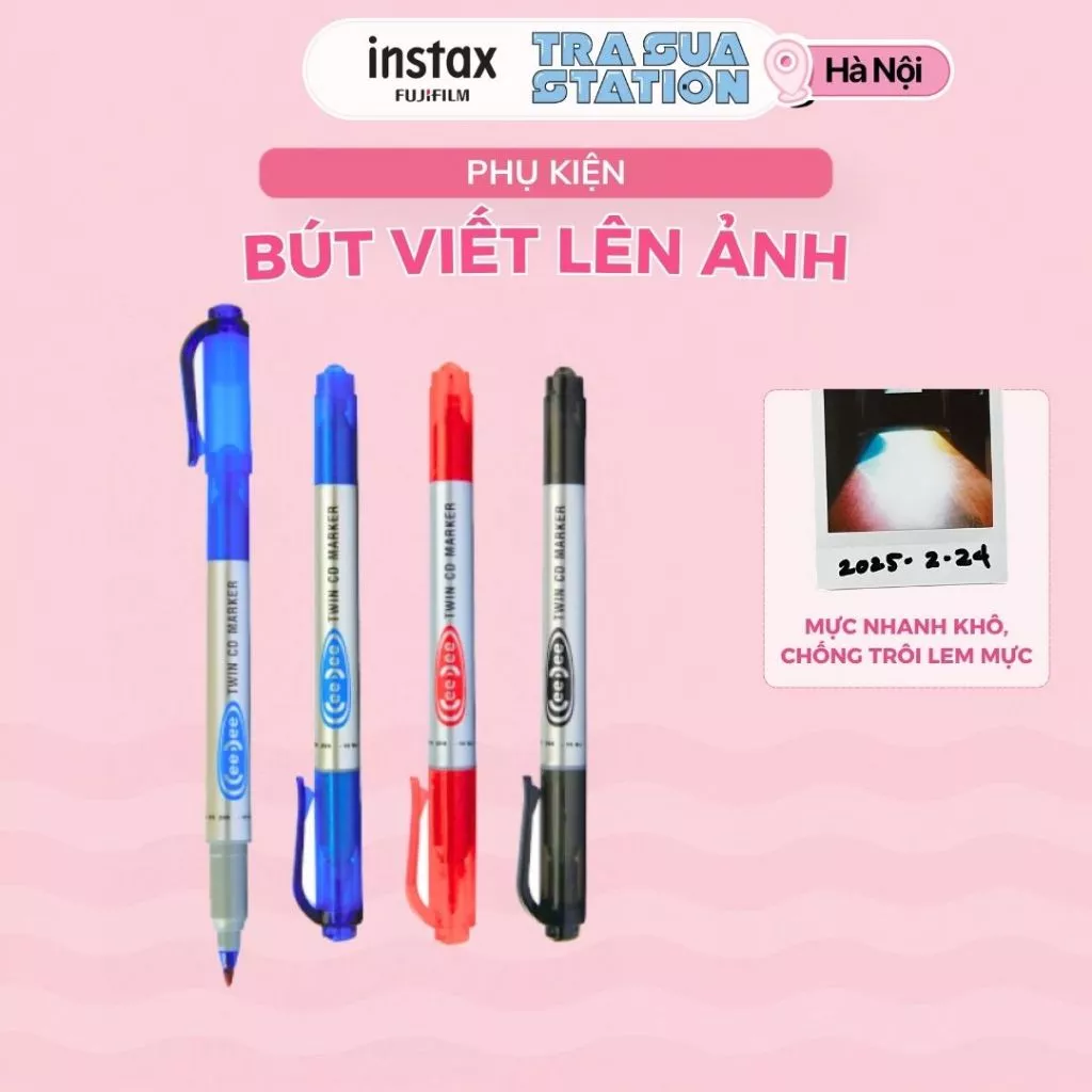 Bút lông dầu Thiên Long ghi ảnh Instax - Không lem mực