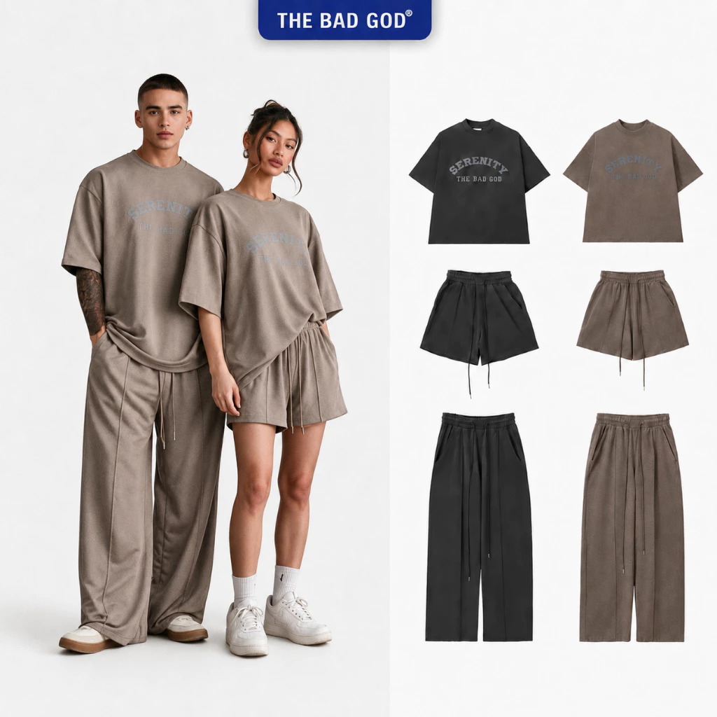 Set Bộ Nam The Bad God GreyStill - Áo Thun Form BOXY Cotton 100% 250gsm & Quần Short