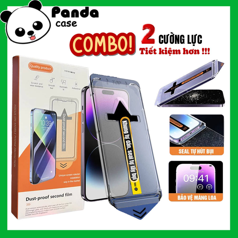 [COMBO 2 KÍNH] Kính Cường Lực iphone Tự Dán, Tự Hút Bụi Trong Suốt CAO CẤP full màn Cho ip X/XS/XR/11/12/13/14/15/16/17