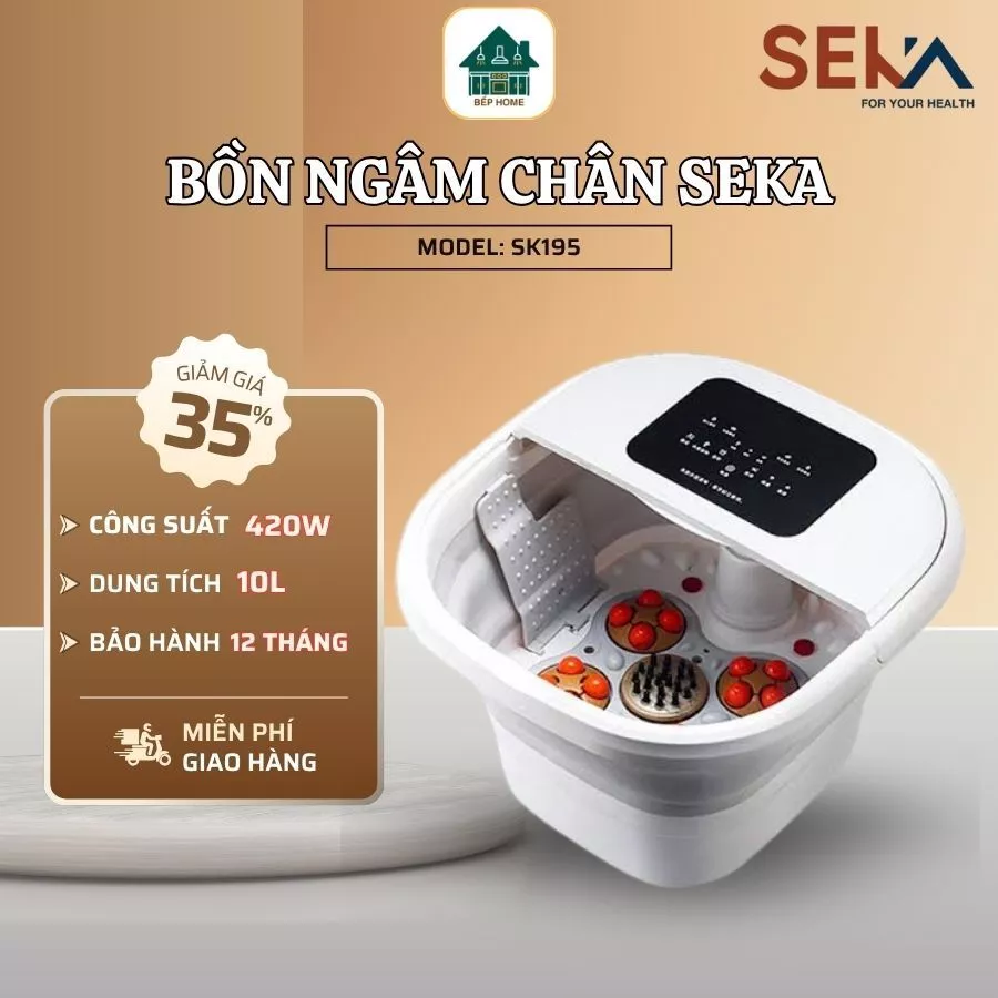 Bồn Ngâm Chân Seka SK195 Chính Hãng, Massage Chân Điều Khiển Màn Cảm Ứng Gấp Gọn Tiện Lợi - Bếp Home
