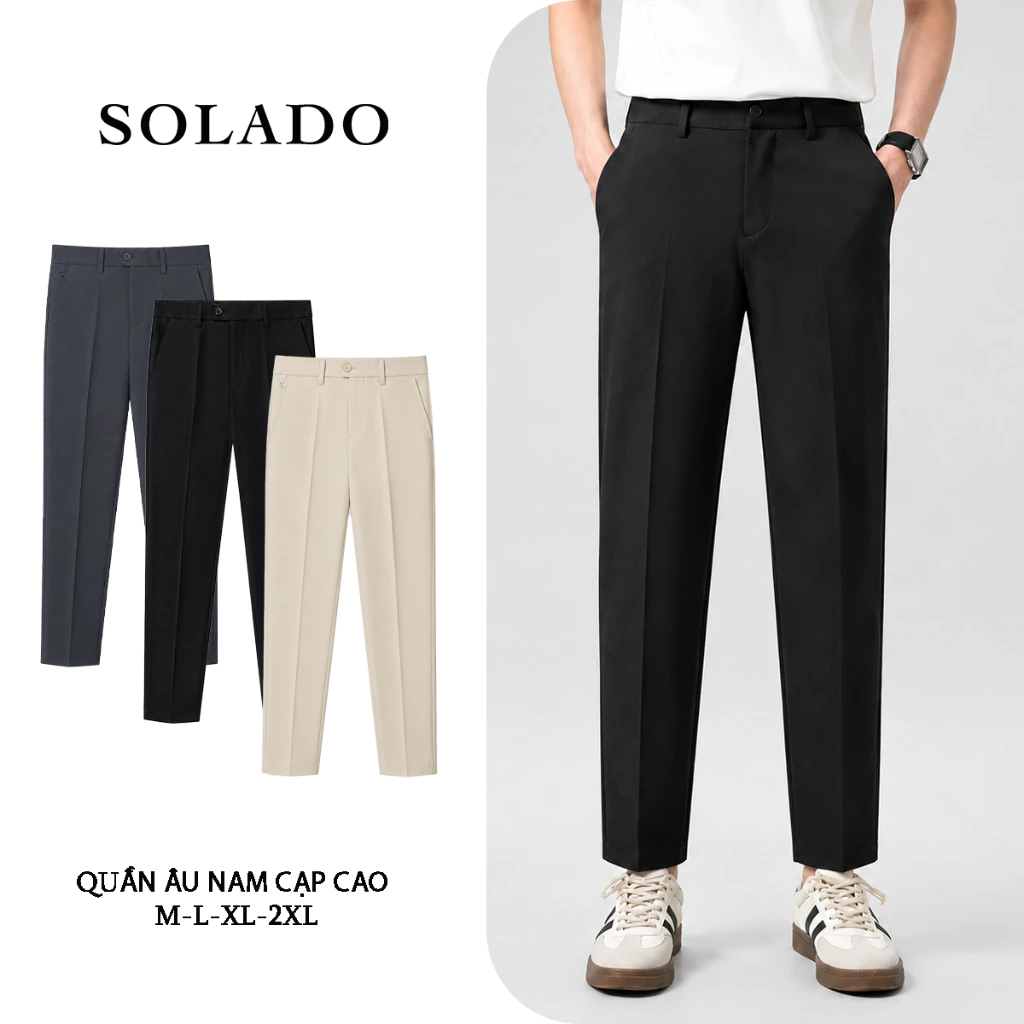 Quần tây nam SOLADO hàn quốc ống côn slimfit công sở vải tuyết hàn co giãn dày dặn  QA1