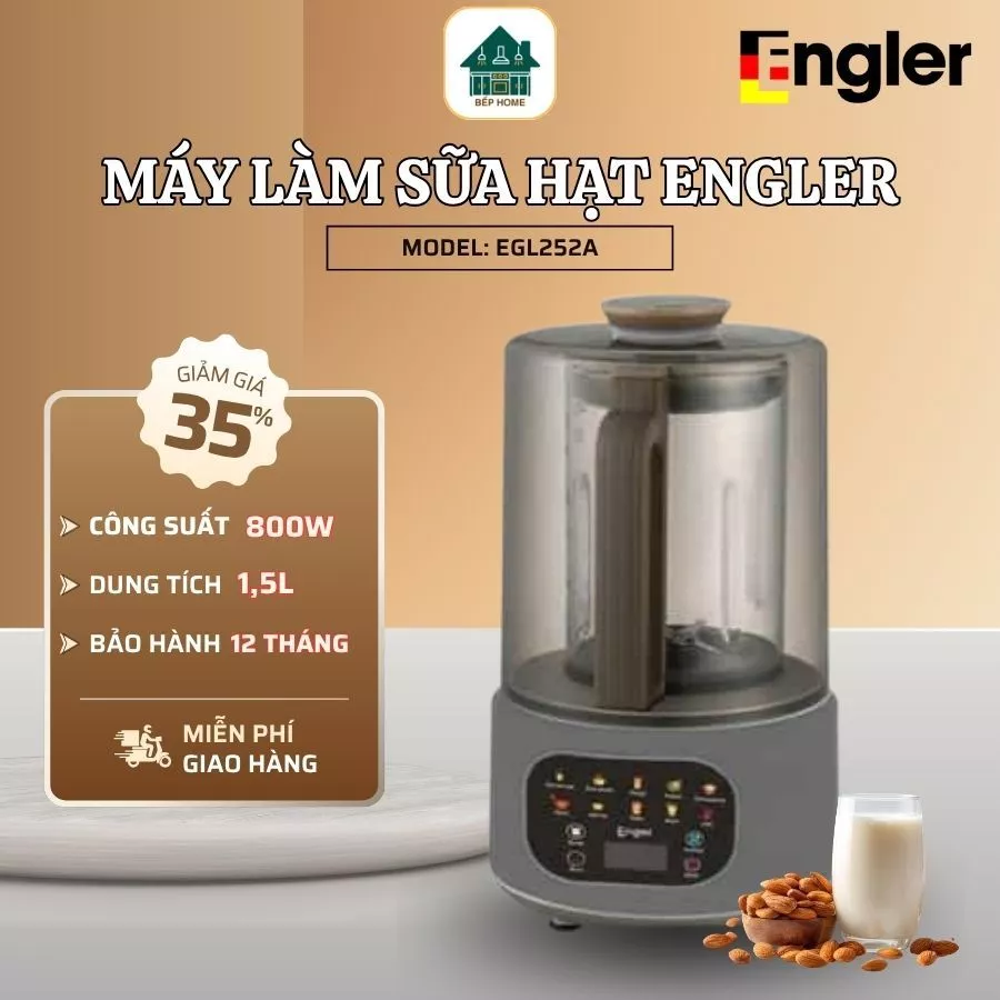 Máy Làm Sữa Hạt Engler EL25 Dung Tích 1.5L, Điều Khiển Điện Tử Với Đa Chức Năng Xay Nấu - Bếp Home