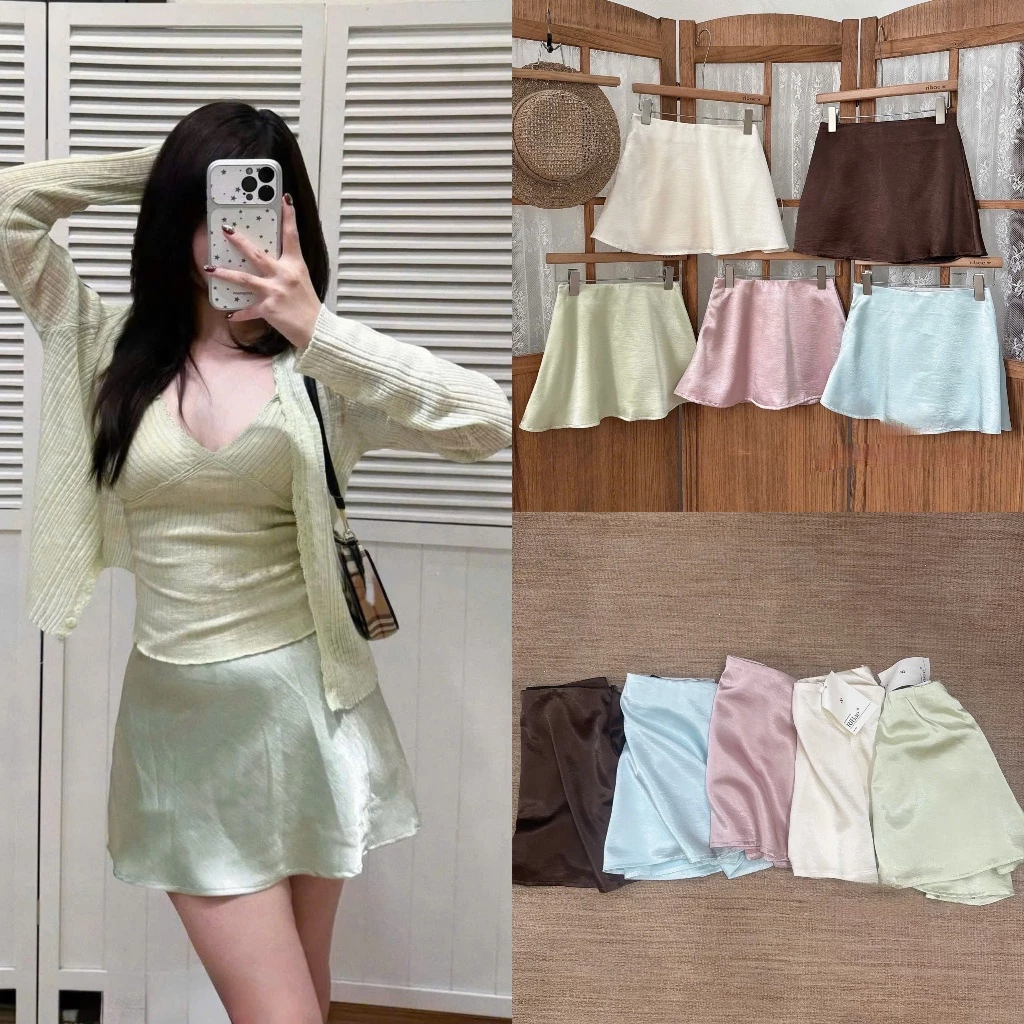 (Hàng Mới): Chân Váy Lụa Cạp Phẳng Khóa Sườn Giọt Lệ Dàng Xòe 5 Màu Đa Dạng Mix Max Đồ Cực Xinh-Ảnh Thật Lollaye