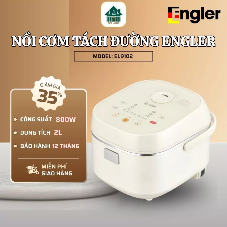 Nồi Cơm Hoa Mai Engler EL9101 Chính Hãng, Chế Độ Tách Đường Dành CHo Người Ăn Cơm - Bếp Home