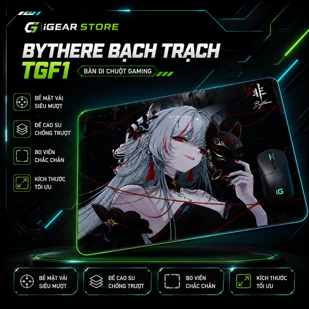 🖱️ PAD KÍNH GAMING BYTHERE SCARLET – GLASS MOUSEPAD 2MM – BỀ MẶT KHẮC VI MÔ – SIÊU MƯỢT, DI CHUYỂN NHANH