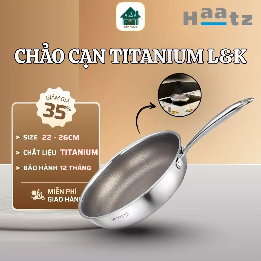 Chảo Cạn LOCK&KING Đáy 5 Lớp Liền Khối Giúp Tỏa Nhiệt Đồng Đều Và Giữ Nhiệt Tốt, Sử Dụng Inox 316 Cao Cấp - Bếp Home