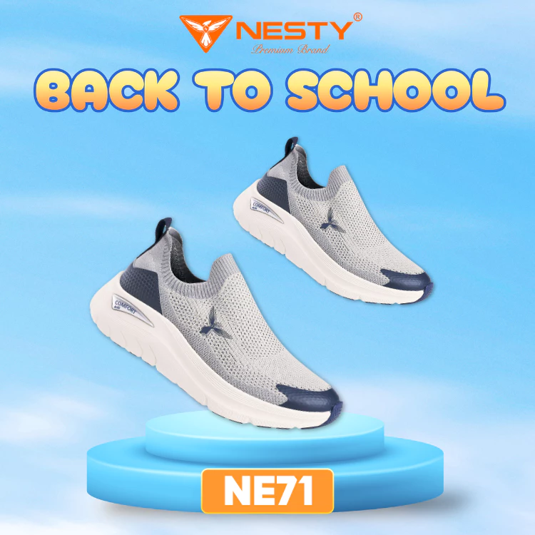 [NE71]Giày Sneaker NESTY Comfort Air Slip-On – Giày Thể Thao Nam/Nữ Êm Nhẹ, Thoáng Khí, Đế Mềm ( KO1 )