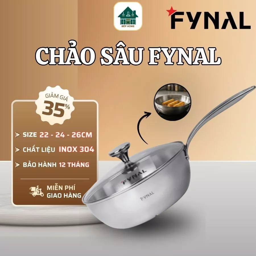 Chảo Sâu Lòng Inox Fynal Sử Dụng Inox 316 Hỗ Trợ Chống Oxy Hóa Khi Tiếp Xúc Nhiệt Độ Cao - Bếp Home