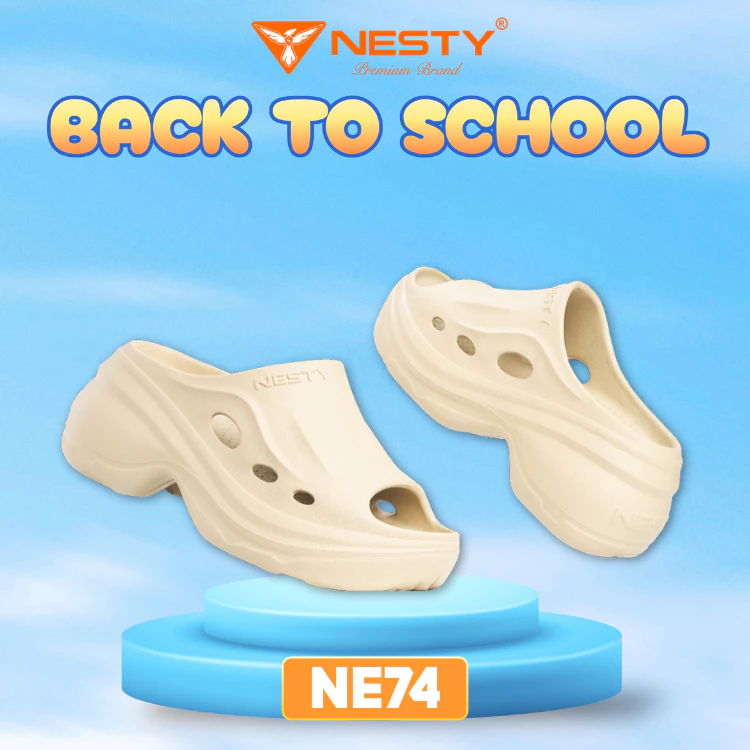 [NE74] Dép Sục NESTY Đế Xuồng Cao Cấp, Dép Bánh Mỳ Nữ Hở Mũi Thoáng Khí Cao 9cm ( KO2 )