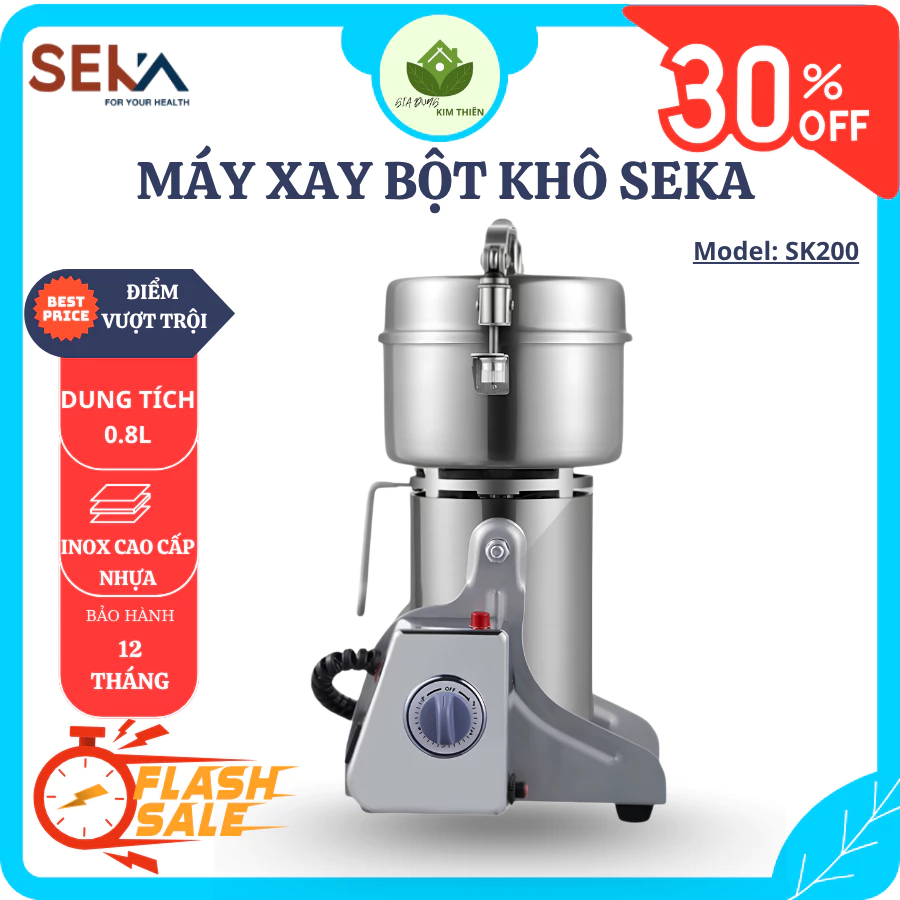 Máy Xay Bột Khô SEKA SK200 Công Suất 1400W, Xay Ngũ Cốc Hạt Khô Siêu Mịn, Động Cơ Lõi Đồng - Gia Dụng Kim Thiên