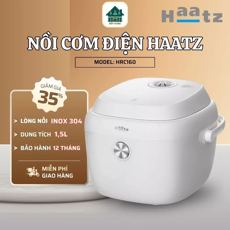Nồi Cơm Haatz Dung Tích 1.6L Công Suất 500W Giảm Đường Hiệu Quả, Dễ Dàng Sử Dụng - Bếp Home