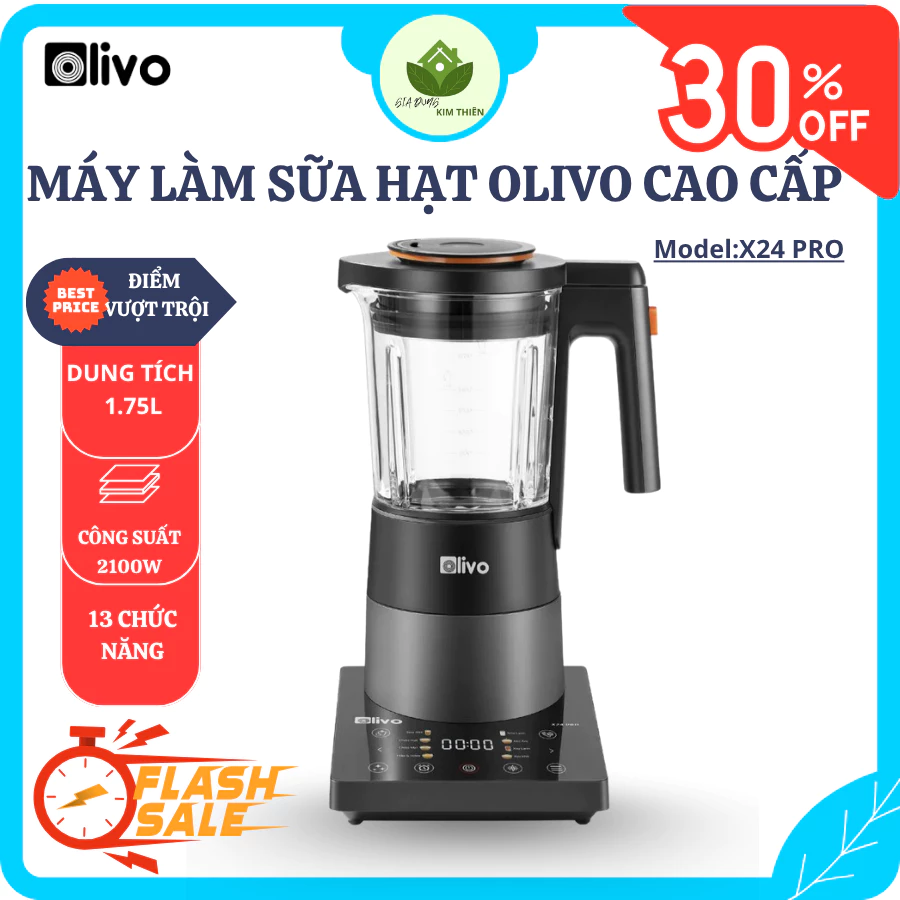 Máy Làm Sữa Hạt OLIVO X24 PRO 1.75L, Công Suất 2100W, 13 Chế Độ Xay Nấu Đa Năng - Gia Dụng Kim Thiên