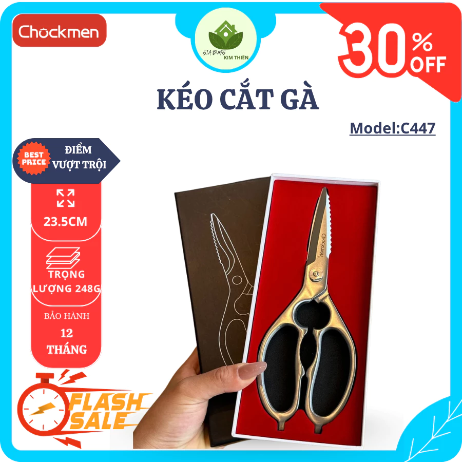 Kéo Cắt Gà CHOCKMEN C447 Dài 23.5cm, Lưỡi Thép Cr4, Thiết Kế Sắc Ngọt, Hỗ Trợ Cắt Thịt Và Xương Gà - Gia Dụng Kim Thiên