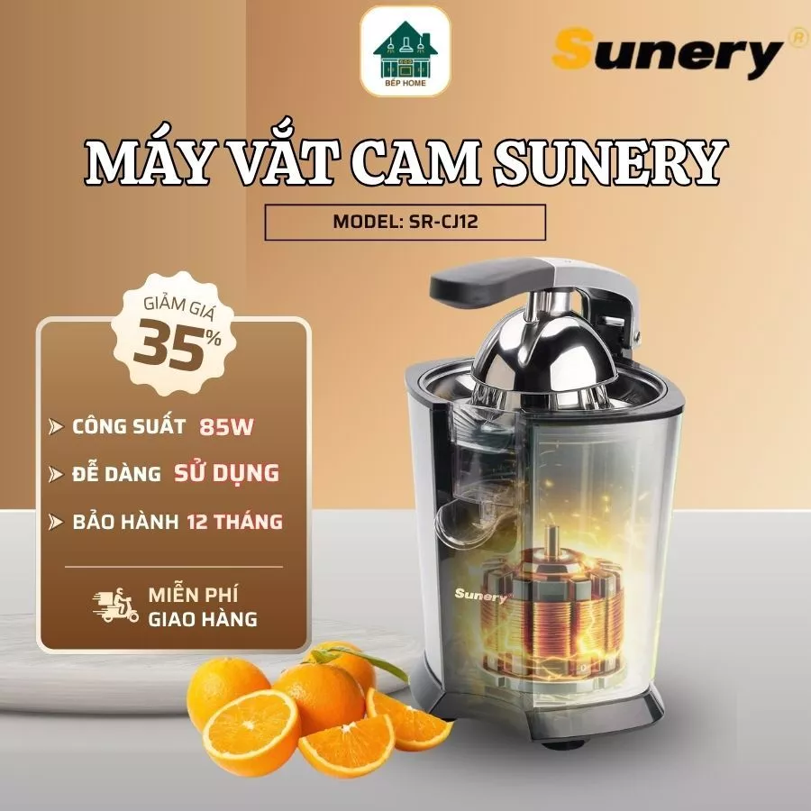 Máy Vắt Cam Sunery SR-CJ12 85W Dễ Dàng Tháo Rời Vệ Sinh, Phù Hợp Cho Gia Đình Và Kinh Doanh - Bếp Home