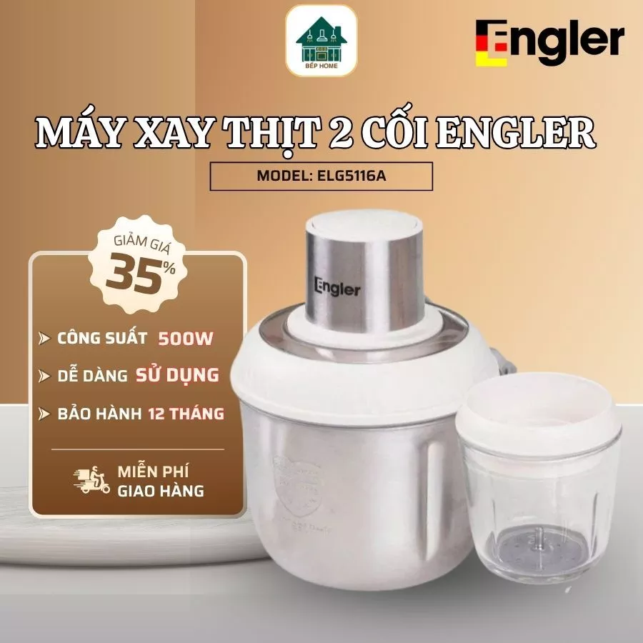 Máy Xay 2 Cối Engler Cối Thủy Tinh Cối Inox Tách Biệt, Công Suất Mạnh Mẽ Dễ Dàng Xay Thực Phẩm - Bếp Home