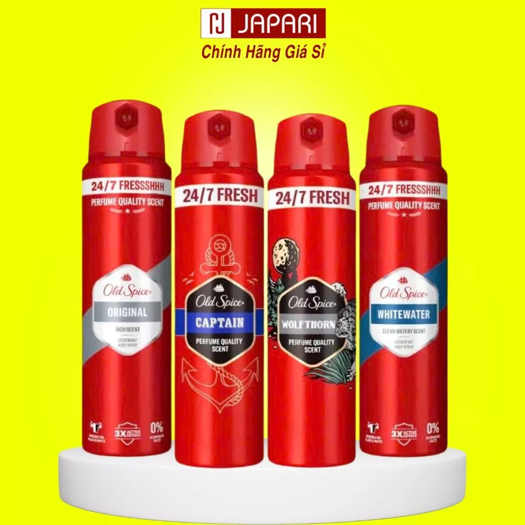 Xịt Khử Mùi Nam Old Spice CHÍNH HÃNG 150ml-Xịt Khử Mùi Hôi Nách, Body Mist Nam Thơm Toàn Thân-JAPARI