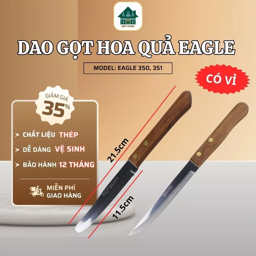 Dao Gọt Hoa Quả Eagle 350 351 Có Vỉ Đóng Hàng Cẩn Thận Dao Sắc Nhọn Chính Xác, Giúp Cắt Gọt Hoa Quả Nhanh Gọn - Bếp Home