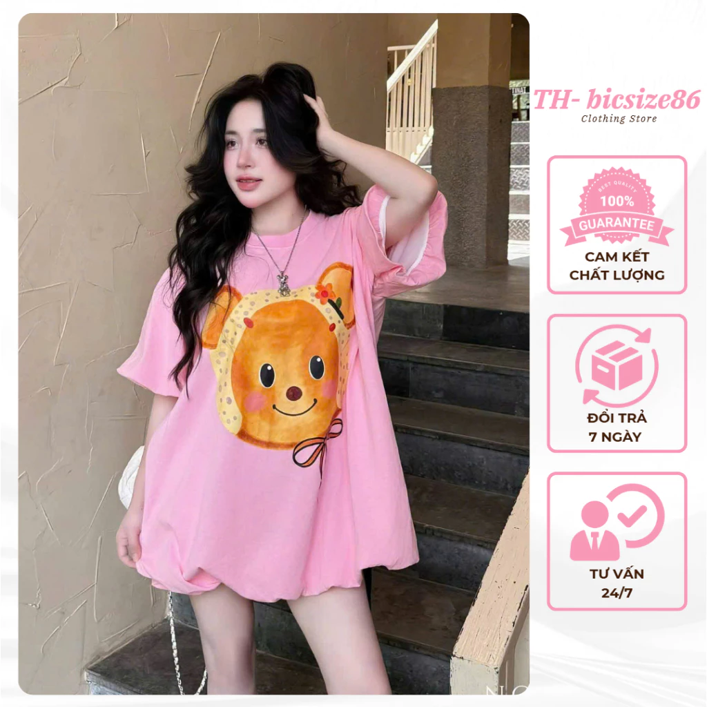 Áo váy phồng baydoll hai lớp form rộng dưới 70kg dáng tay lỡ bo cổ in chữ cao su