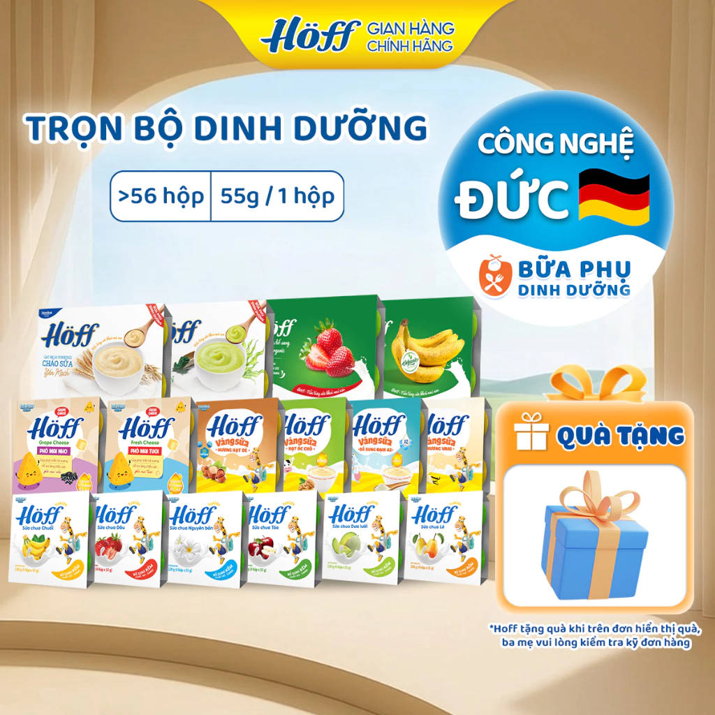 Combo Trọn Bộ Dinh Dưỡng - Sữa chua, Váng sữa, Cháo sữa, Phô mai HOFF ăn dặm cho bé (56-60 hộp)