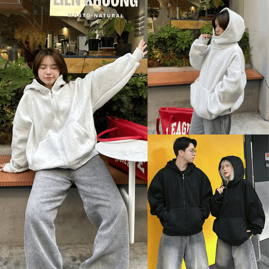 Áo Khoác Hoodie Zip Cổ Cao NQ30 DINO Form Boxy Form Rộng Nam Nữ Unisex (KHÔNG XÙ LÔNG) 2026
