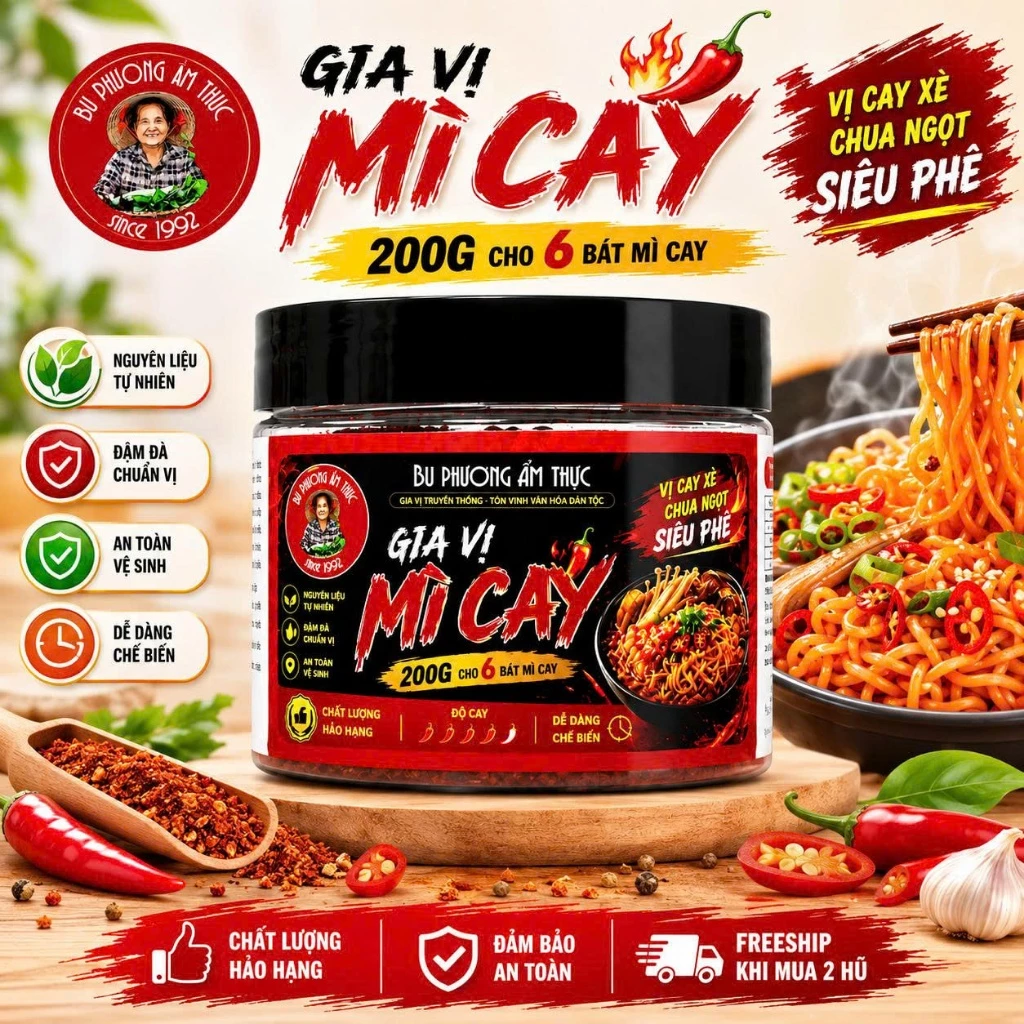 Gia Vị Mì Cay Hải Sản Bu Phương 200G | Gia Vị Nấu Lẩu Thái, Mì Cay Hàn Quốc Chính Hãng