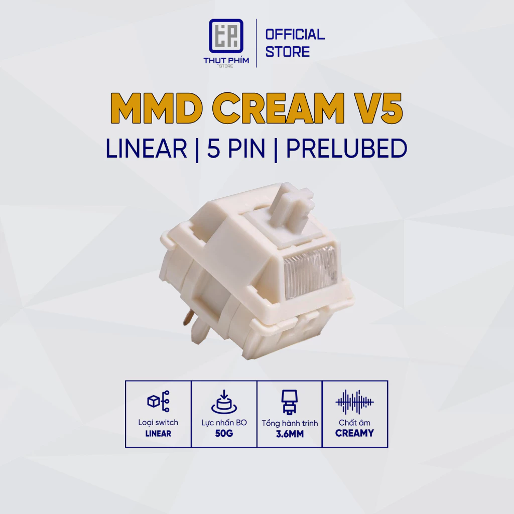 MMD Cream V5 Switch Linear 55gr công tắc bàn phím cơ Thụt Phím Store