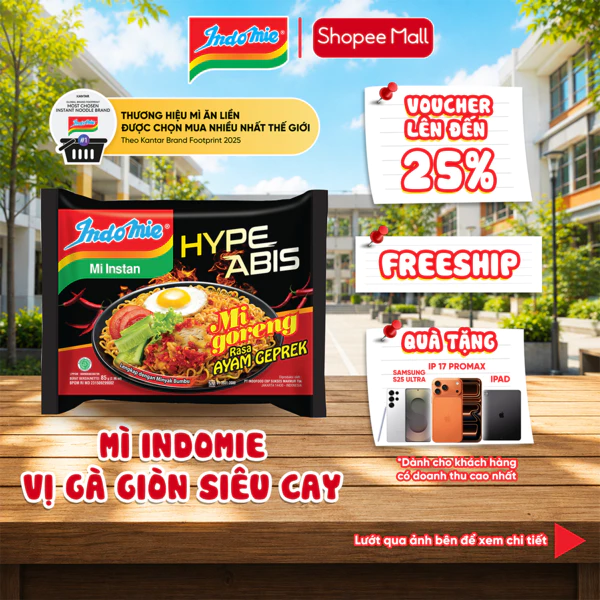 Mì Trộn Indomie Vị Gà Giòn Siêu Cay 85g x Thùng 40 Gói