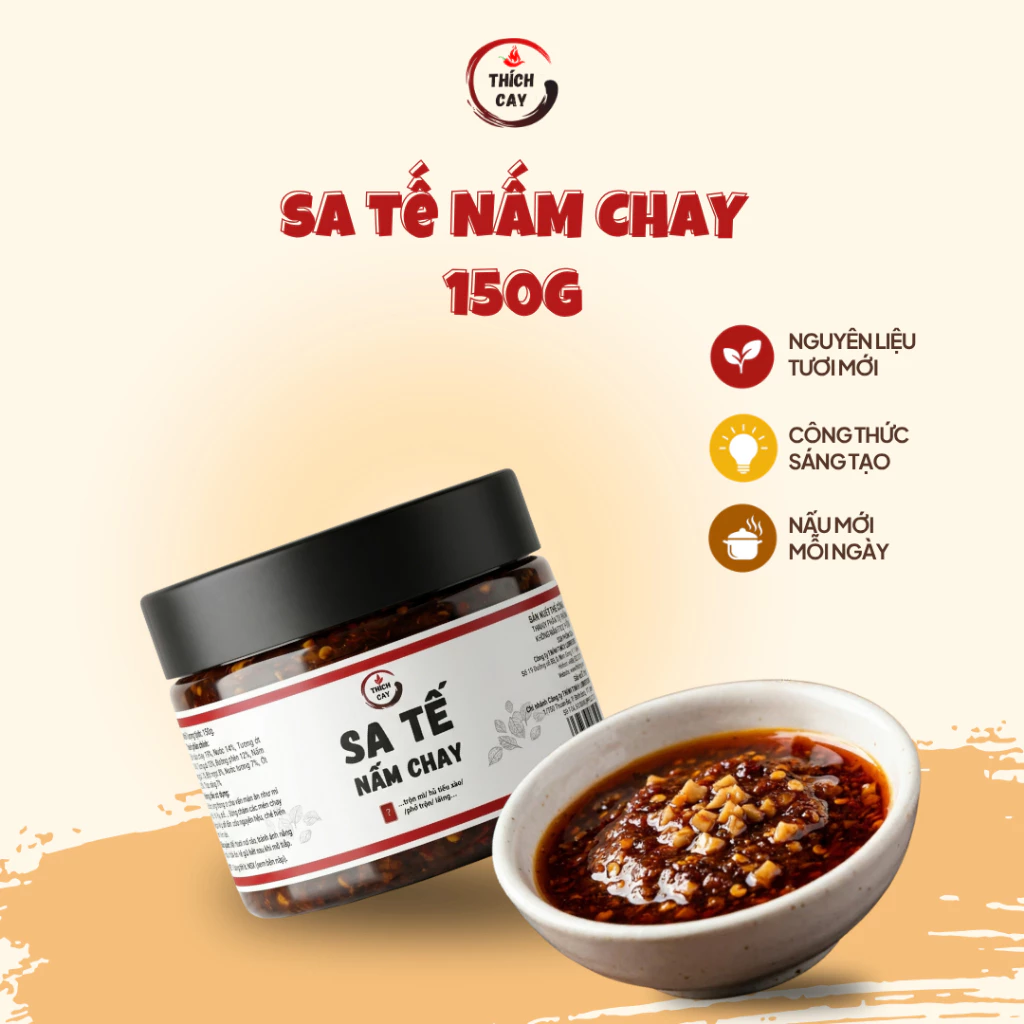 Sa tế chay topping nấm chay mặn đều dùng được, dùng xào, sốt đậu hũ, mì trộn, bún Thích Cay