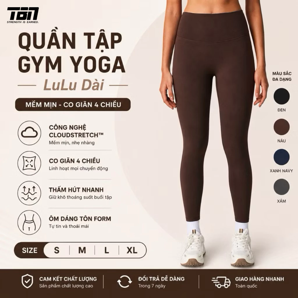 Quần Dài Tập Gym Legging Lulu Có Túi TBN Yoga Cạp Cao Nâng Mông Tôn Dáng Vải Co Giãn Ôm Body Thoáng Mát Khi Vận Động