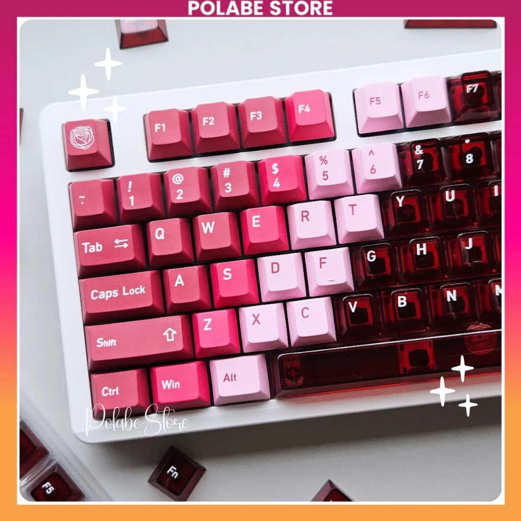 Keycap Rose Red PC Fox Clear - Cherry Profile Xuyên Led Keycap Bàn Phím Cơ 60 68 75 TKL - Polabe