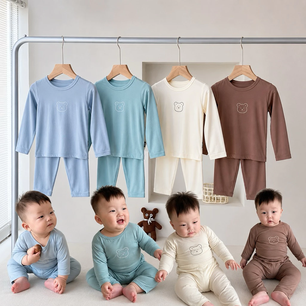 [THUN LẠNH L1] Bộ Dài Tay Thun Lạnh  – Mềm Mịn, Mát Lạnh Cho Bé