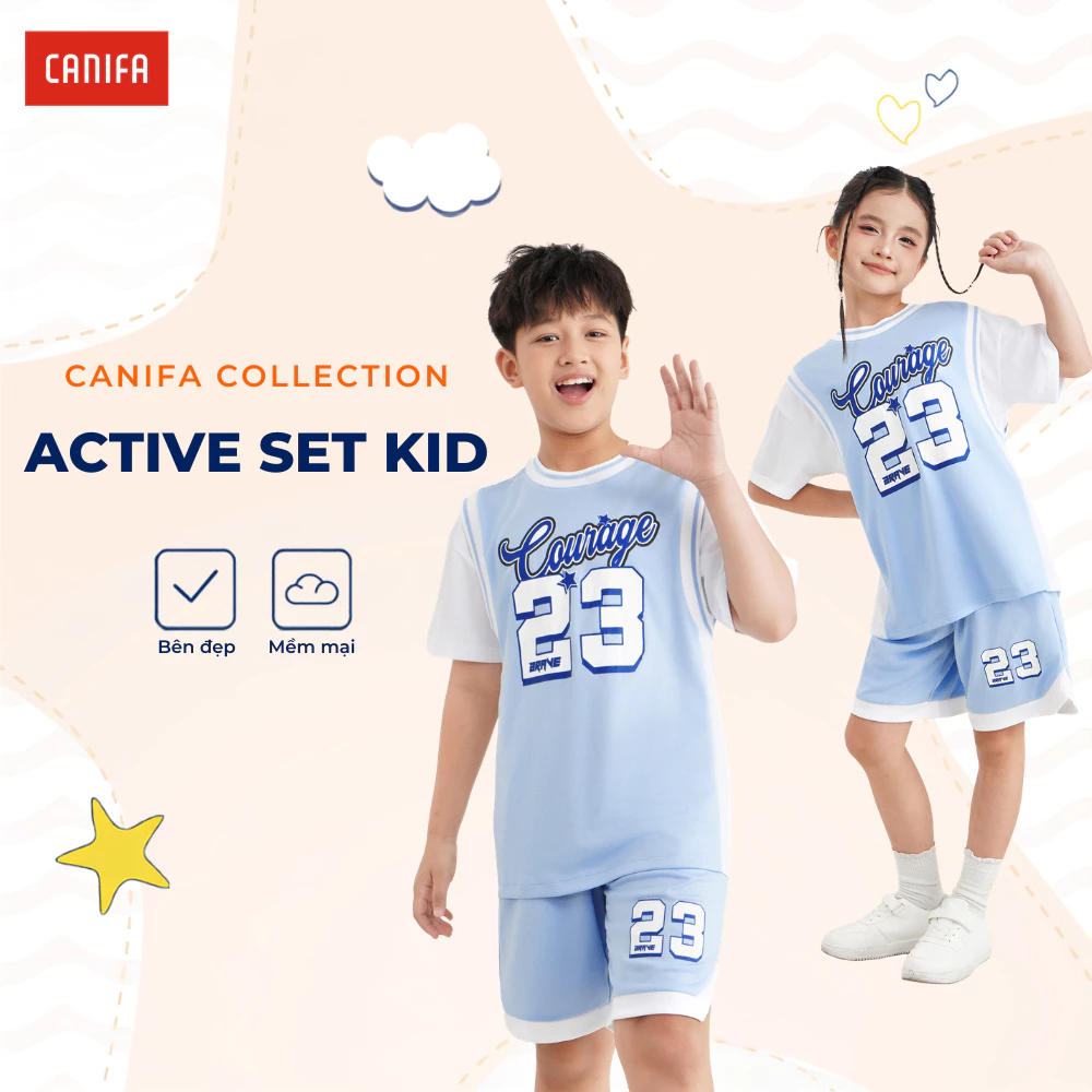 Bộ quần áo active unisex trẻ em năng động thoải mái dáng rộng dáng thể thao  | Wicking CANIFA 1DS26C002