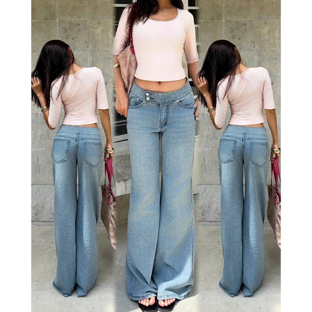 THE QUẠO - Quần Jean Cạp Thấp Vừa Dáng Loe Nhẹ Low-Rise Medium N1706_766