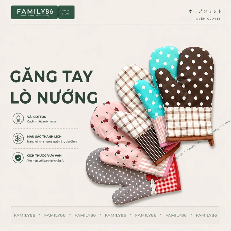 (1 chiếc) Găng Tay Lò Nướng, Găng Tay Chống Nóng Cách Nhiệt Vải Cotton, Găng Tay Bắc Nồi Chống Bỏng