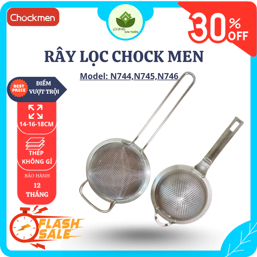 Rây Lọc CHOCKMEN N745 Inox 304, Size 16cm, Lọc Bột, Nước Dùng, Trà Và Thực Phẩm Nhanh Gọn - Gia Dụng Kim Thiên