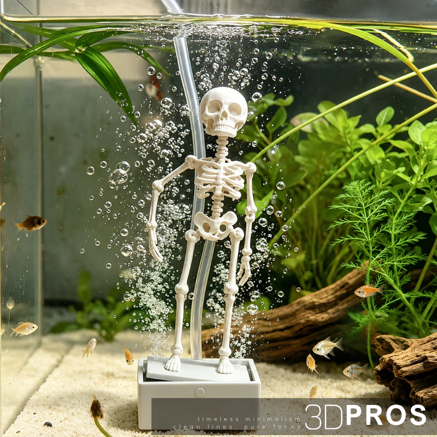 Đồ Trang Trí Sục Khí Bể Cá Hình Bộ Xương Nhảy Múa | Decor Aquarium Skeleton | Phụ Kiện Bể Cá Độc Đáo | 3Dpros