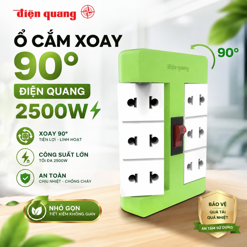 Ổ cắm xoay Điện Quang ĐQ ESK RT - chia 1 lỗ cắm thành nhiều lỗ đa năng - Hàng…