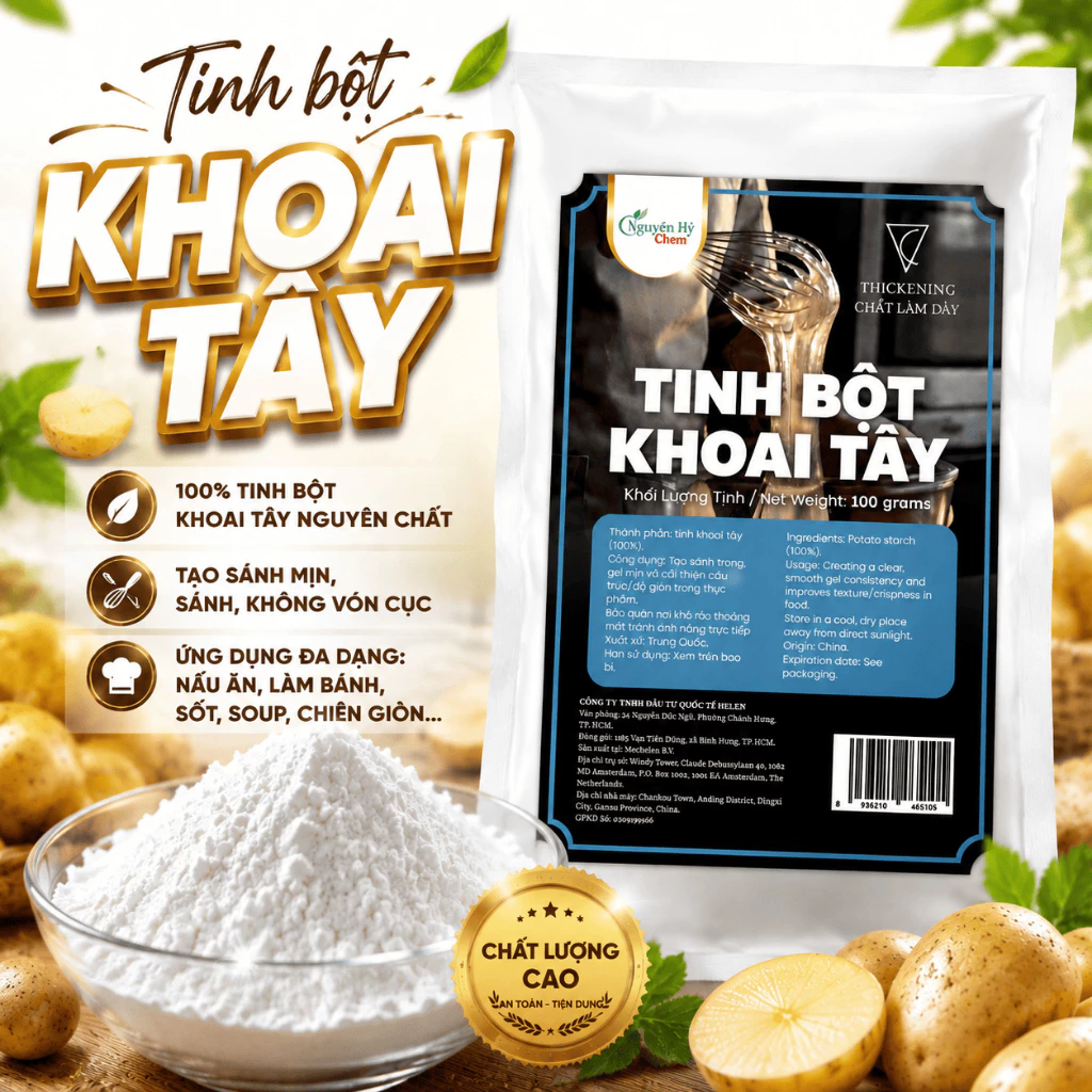 Bột Khoai Tây Nguyên Chất Dùng Nấu Cháo, Súp, Làm Bánh, ...100g