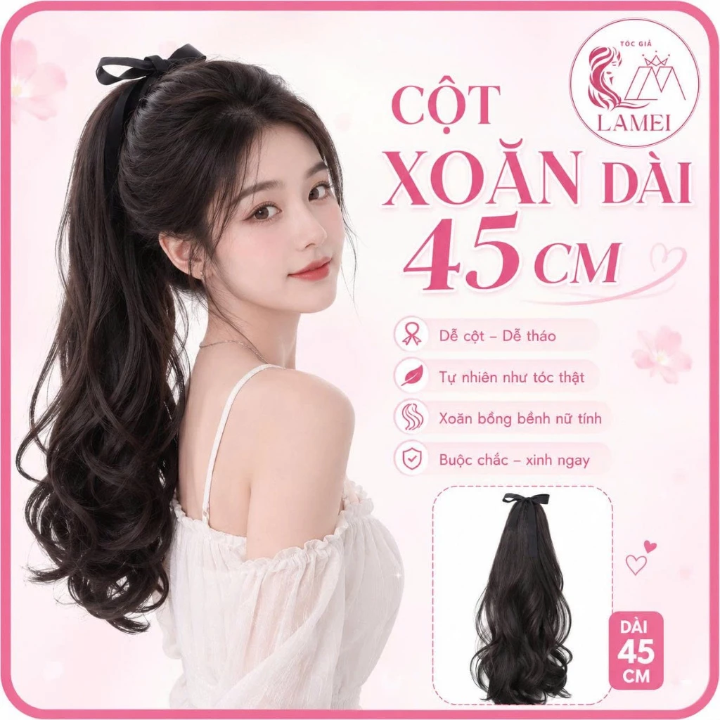 Tóc Giả Nữ Buộc Cột Xoăn Dài Mẫu Mới Bồng Bềnh Tự Nhiên Lamei